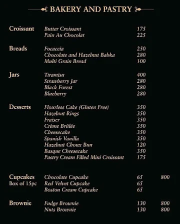 Fonce Chocolatier menu 