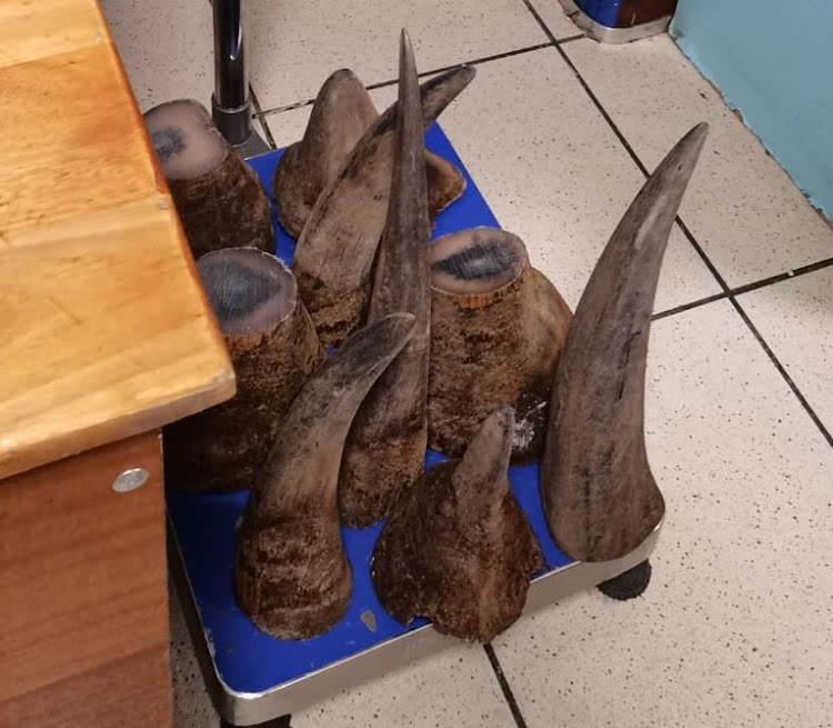 These rhino horns were seized at the OR Tambo International Airport on Thursday afternoon. A man was arrested.