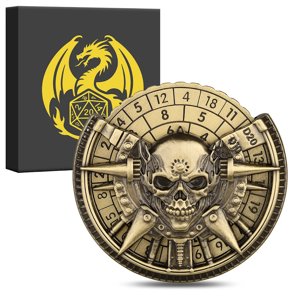 Gothic Style Metal Skull Dice Set for RPG. D20, D10 Dice for Dragon and Dungeon Board Games. Role Playing Game accessori