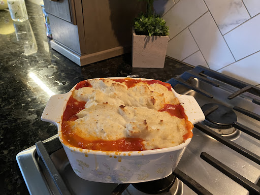 Mom’s Hamburger Pie Right out of the oven.