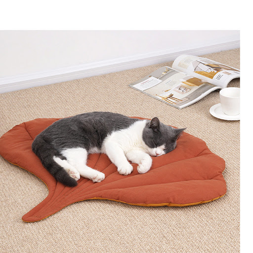 Title 3, Leaf Shape Soft Dog Bed Mat Soft Crate Pad Mach...