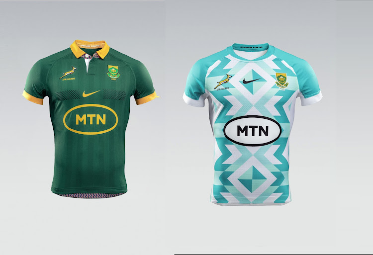 The traditional and alternative Springbok jerseys for the Rugby Championship. The Springboks will wear the alternative jersey when they meet Argentina in Buenos Aires after the Rugby Championship.