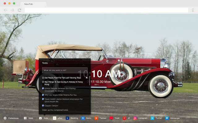 Vintage car popular HD car new tab page theme