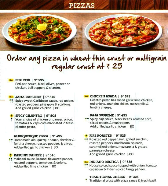 Menu Of California Pizza Kitchen Cyber