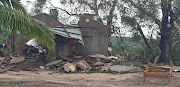 Damaged buildings after Cyclone Kenneth swept through the region in Cabo Delgado province on Friday.