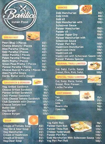 Basilica Restaurant menu 