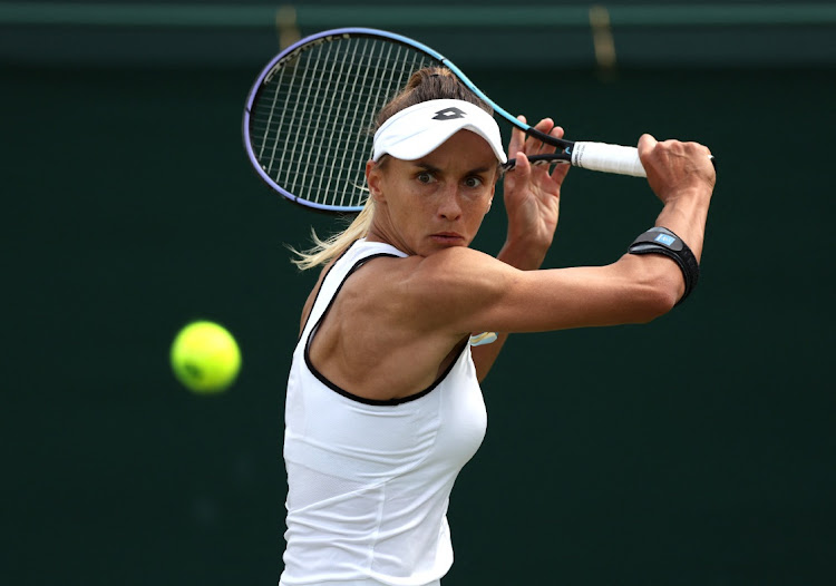 Ukraine's Lesia Tsurenko in action during her second round match against compatriot Anhelina Kalinina at Wimbledon in London on June 29