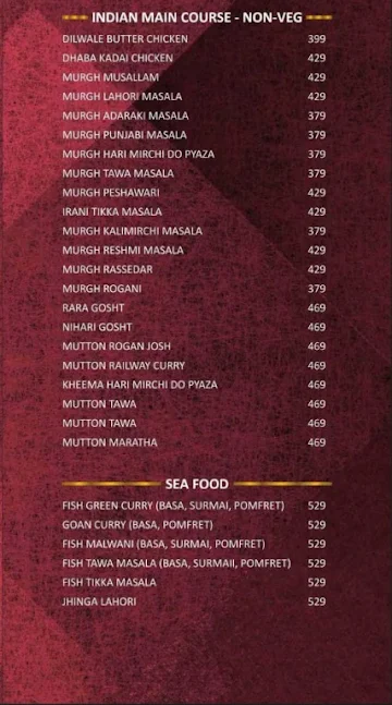 Subu's Poona Excellence Multicuisine Resto Bar menu 