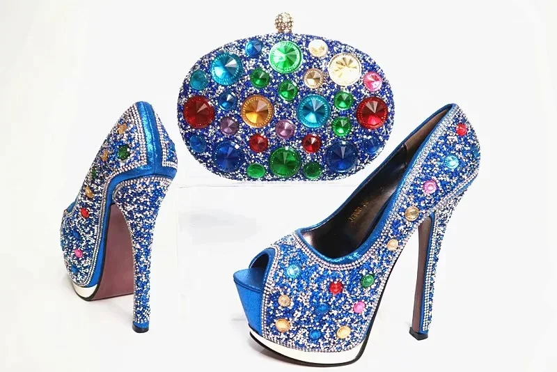Escarpins à talons hauts Stiletto pointus, bouche de poisson, sac de dîner en strass et caoutchouc, élégant.