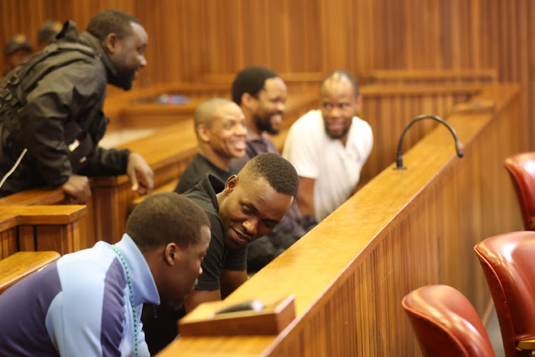 Muzikawukhulelwa Sibiya, Bongani Sandiso Ntanzi, Mthobisi Prince Mncube, Mthokoziseni Maphisa and Sifisokuhle Nkani Ntuli are on trial for Senzo Meyiwa's murder.