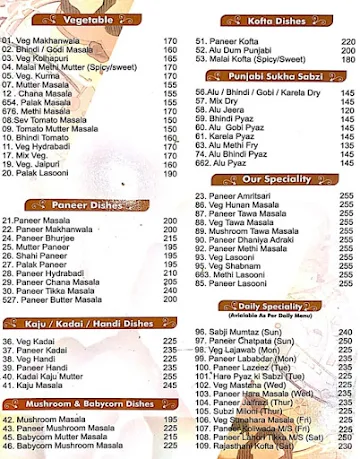 Jai Shri Nanumal Bhojraj menu 