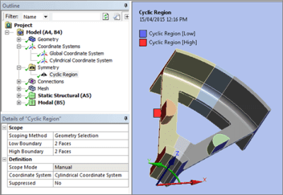 ANSYS Задание нижней и верхней границ в секторе циклической симметрии