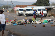 Roads in Atteridgeville closed with rubble and rocks as part of the national shutdown called by the EFF.  