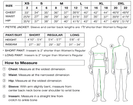 Size Chart - Misses Petite Tall Clothes Sleepwear