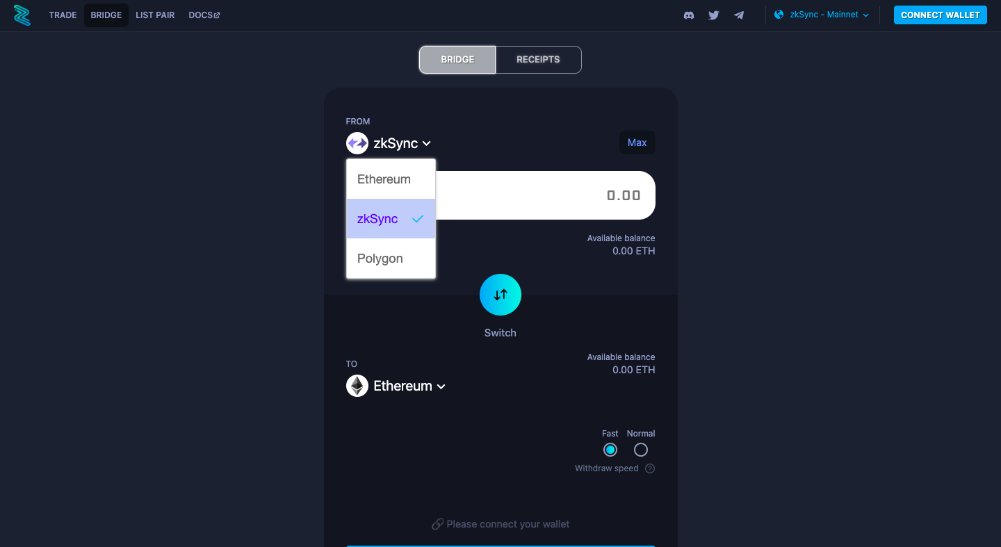 transfer coin to zigzag