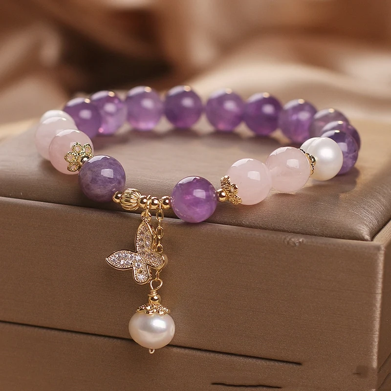 Bracelet en améthyste naturelle Ziqi Donglai pour la sérénité et la protection, stimulant l'énergie positive et le bien-être quotidien.