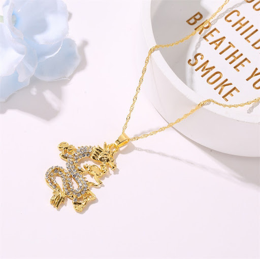 Title 4, Classic diamond dragon pendant — A timeless sym...