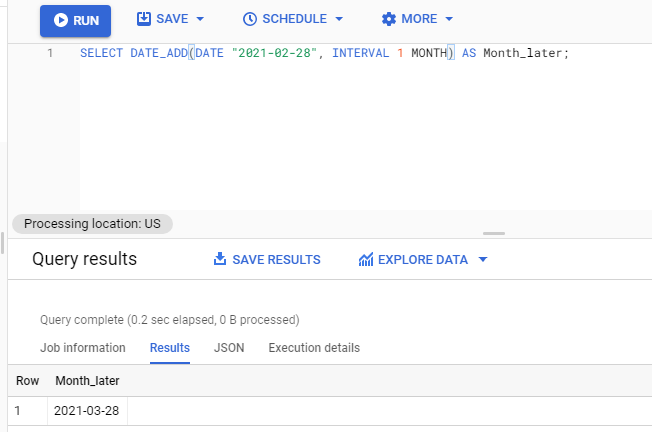 Date_Add BigQuery:  adding 1 Month to Feb 28, 2021