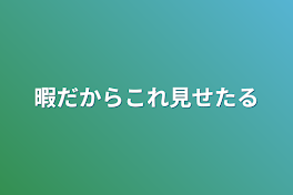 暇だからこれ見せたる