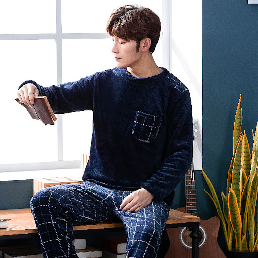Title 8, Mens Long Sleeve Padded Flannel Pajama Suit, u...