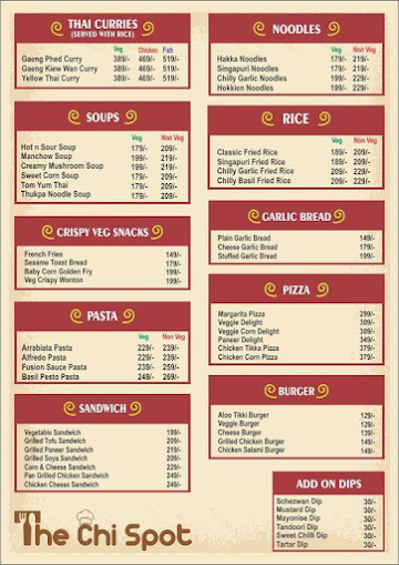 The Chi Spot menu 