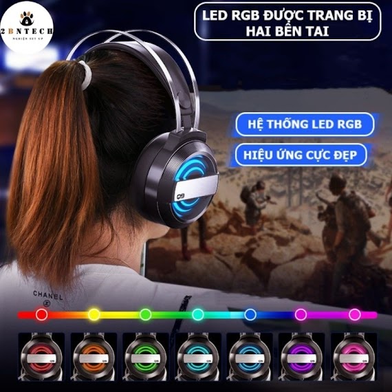 [ Hot ] Tai Nghe Chụp Máy Tính Gaming Mc Q9 Có Đèn Led Đổi Màu, Có Mic Đàm Thoại, Headphone Chơi Game Trên Laptop, Pc.