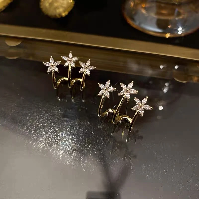 One Ear Hole Flower Earrings for Three Effects. Enhance your style with these popular earrings and enjoy a unique floral