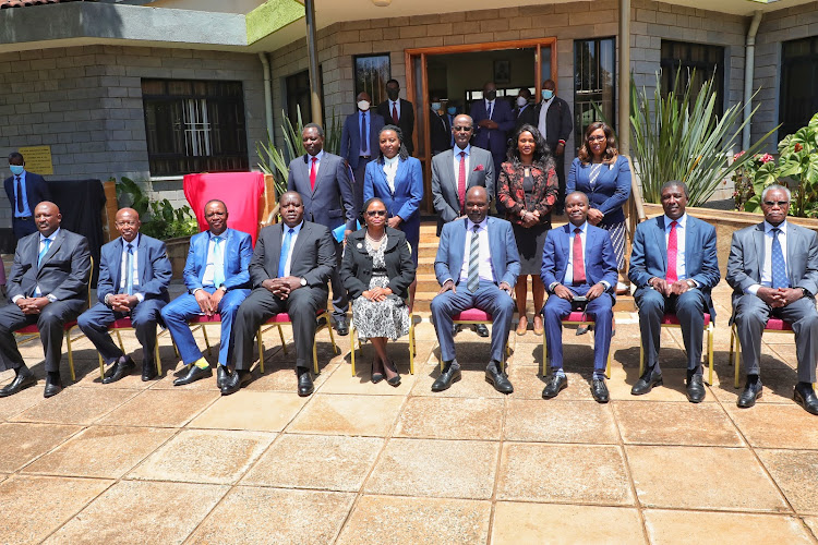 Independent Electoral and Boundaries Commission, Judiciary and the Interior Ministry officials after a meeting on October 25, 2021.