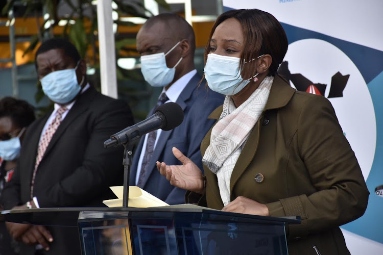 Health CAS Mercy Mwangangi speaks to the press during the daily briefing on the coronavirus pandemic on June 24, 2020.