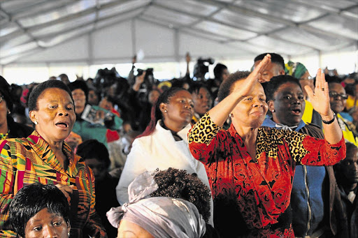 CRASH VICTIMS HONOURED: Susan Shabangu, Minister of Women in the Presidency, and Limpho Hani, widow of the slain SA Communist Party leader Chris Hani, were among mourners who paid tribute at a memorial service for 10 ANC members who died in a bus crash in the Free State at the weekend