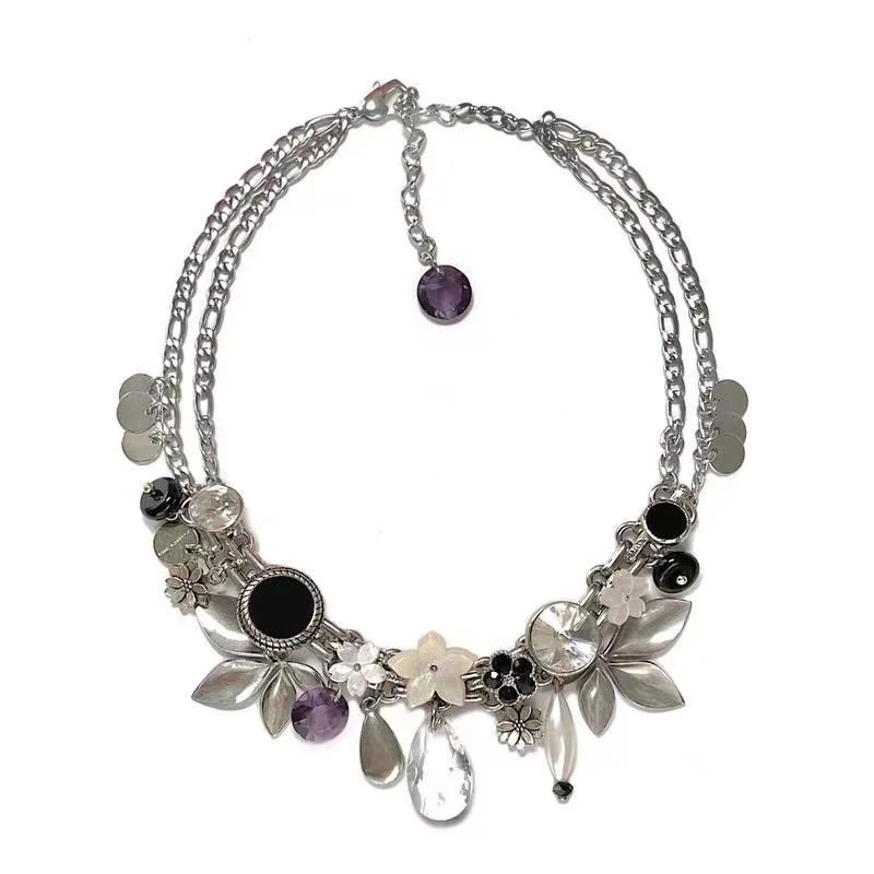 Wild Rose Blossom Halskette französisches Vintage Collier Damenschmuck Elegantes Blumendesign Ideales Geschenk Für romantische Anlässe.