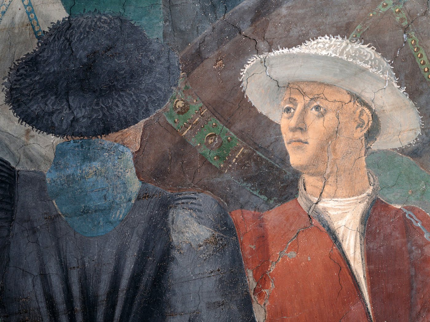 Piero della Francesca, Adorazione della Croce (particolare dei palafrenieri), Basilica di San Francesco, Arezzo

