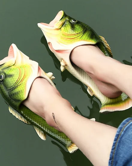 Open Toe Funny Male's Footwear Women's Fish Slippers Outd... - 2