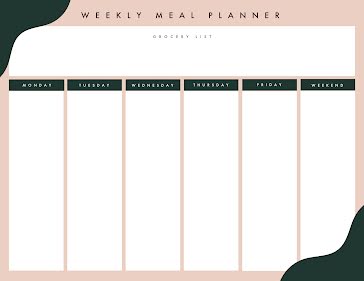 Simple Meal Planner - Planner template