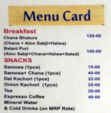 Maharaja Food menu 