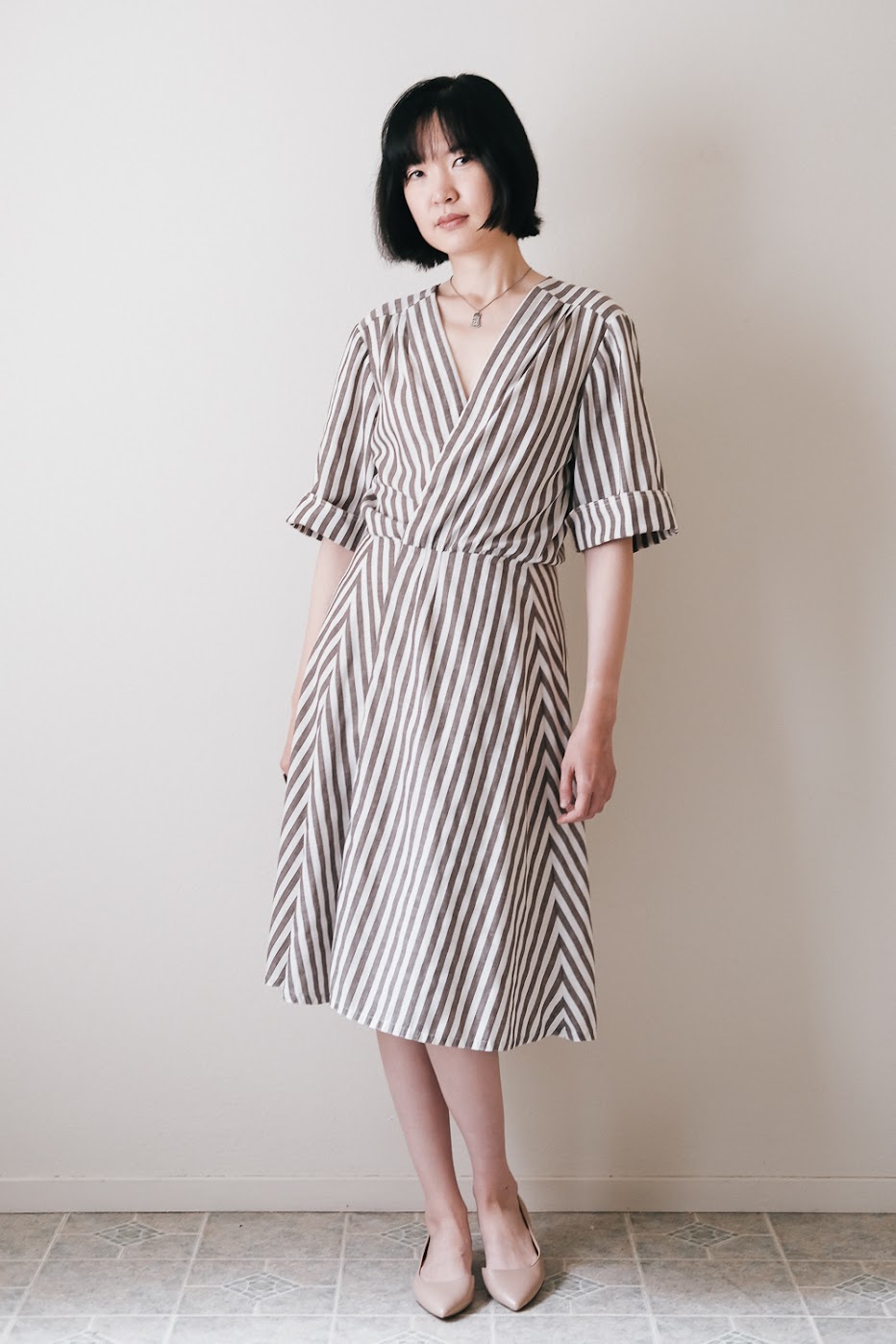 Striped Wrap Dress Refashion - DIY Fashion Garments | fafafoom.com
