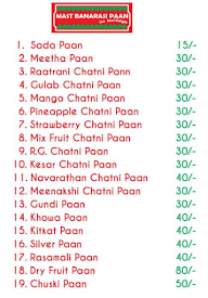 Mast Banarasi Paan menu 1