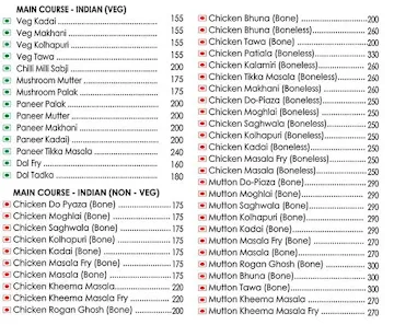 Jay Prakash Bar & Restaurant menu 