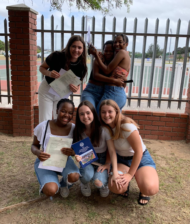 Collegiate Girls' High School matriculants, back from left, Brigitte Nel, 18, Zimasa Pimoli, 19, and Inga Ngcwama,18, and, front from left, Ovayo Gomomo,19, Kerri Smith, 18, and Marli Milne, 18