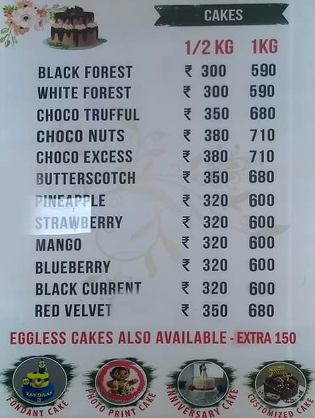 Aarna Cakes & Bakes menu 