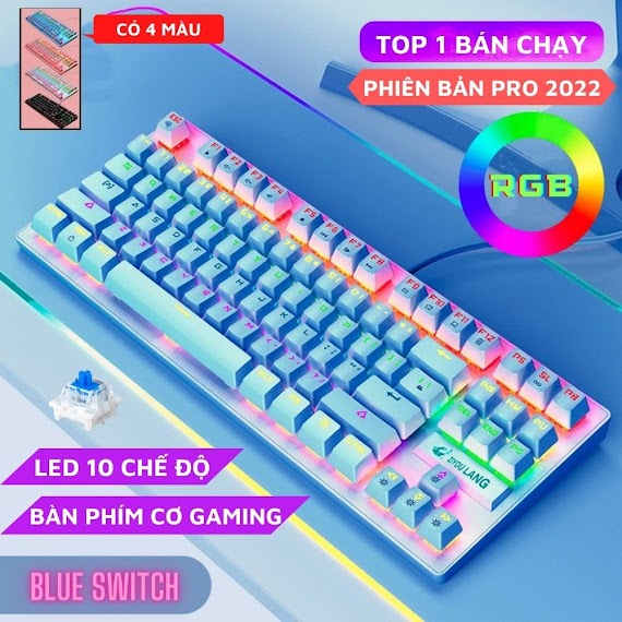 Bàn Phím Cơ Máy Tính Crack K2 Pro Led Rgb 10 Chế Độ Khác Nhau, Chơi Game Dùng Văn Phòng Cực Đã