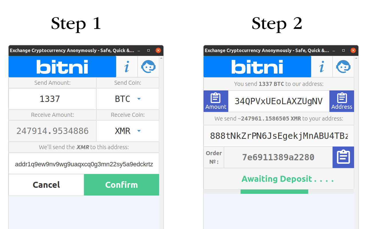 bitni.com Anonymous Crypto Exchange Preview image 0