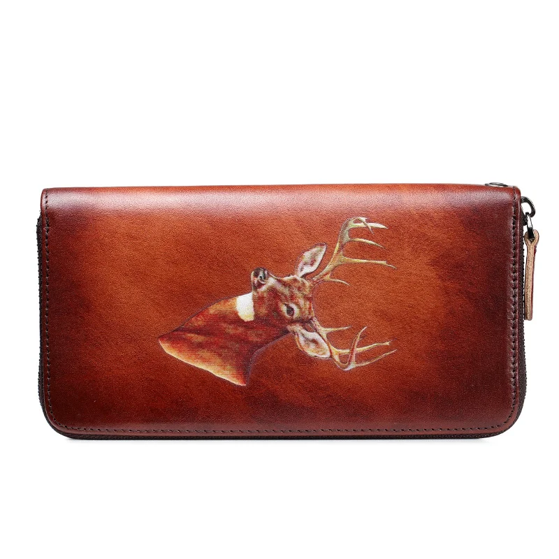 Women's Retro Real Leather Zipper Wallet. Carry your essentials in style. Durable real leather, secure zipper closure, t