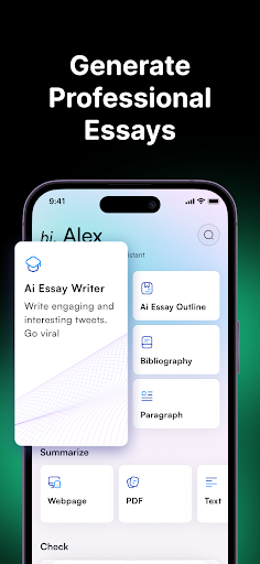 Screenshot Ai essay writer & paragraph