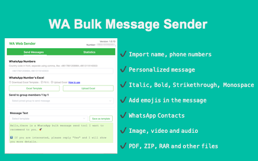 Bulk Sender - Extensão para WhatsApp