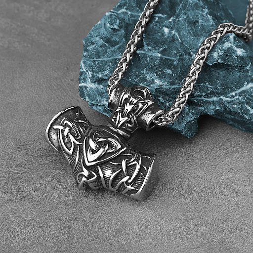 Title 5, Viking Hammer Aoding Rune Titanium Steel Pendan...