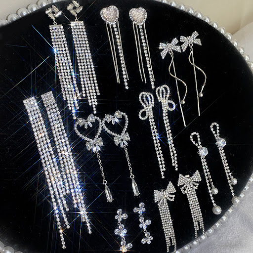 Title 4, Womens Fashion Silver Needle Long Fringe Earri...