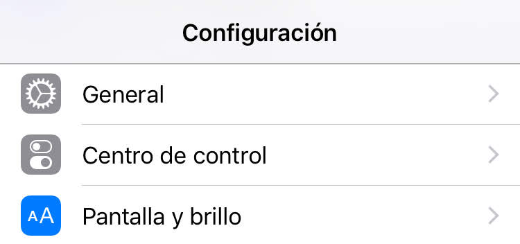 Opciones de Configuracion iphone