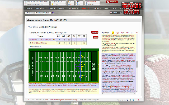 American Football Manager RedZoneAction.org chrome extension