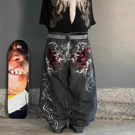 Title 2, Retro American Style Loose Embroidered Straight...